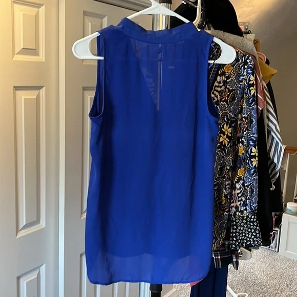 Vince Camuto Royal Blue Sheer Tank Top Blouse, Flowy, Size Small GUC - Picture 3 of 3